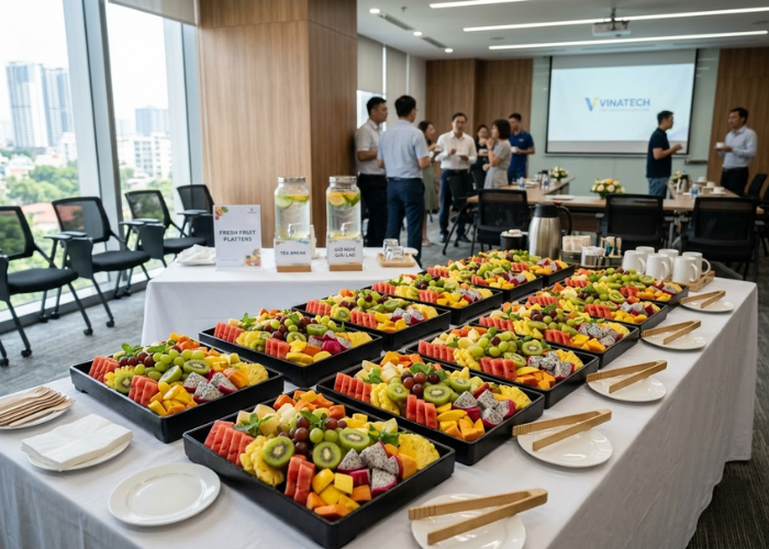 teabreak hoa quả trong workshop doanh nghiệp tại văn phòng