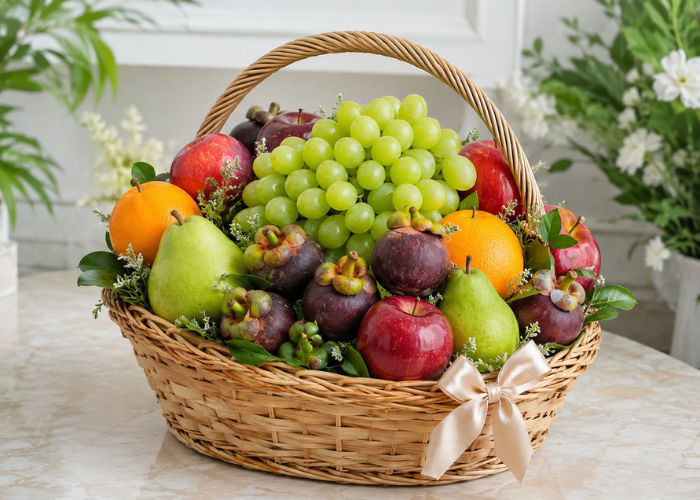 Giỏ hoa quả kết hợp măng cụt và các loại trái cây tươi