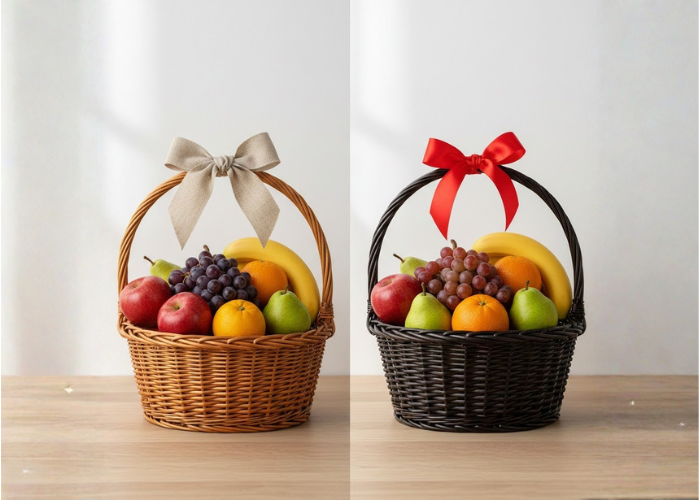 So sánh giỏ hoa quả hữu cơ và giỏ hoa quả thông thường