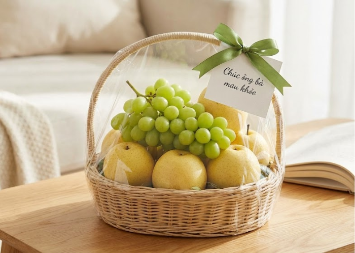 Giỏ nho biếu người lớn tuổi mang ý nghĩa sức khỏe