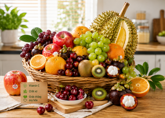 Đa dạng các loại trái cây trái mùa giàu vitamin và chất xơ