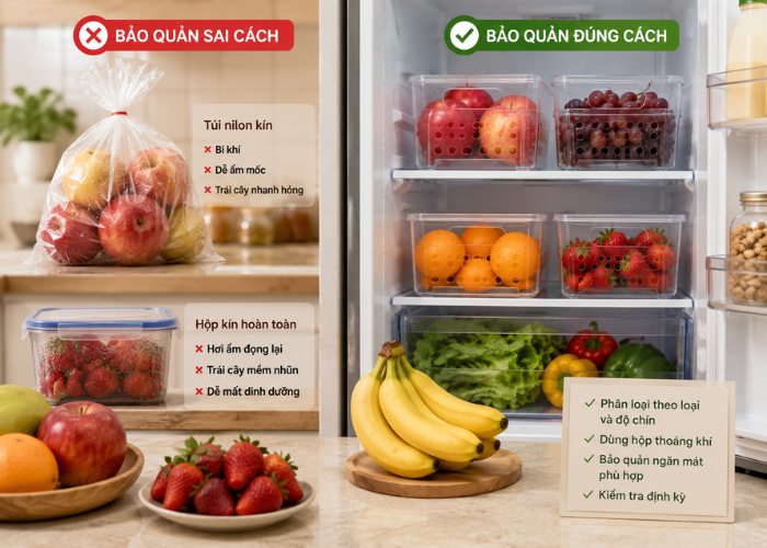 Những sai lầm thường gặp khi bảo quản trái cây trong tủ lạnh