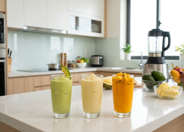 sinh tố trái cây tháng 8 từ bơ sầu riêng