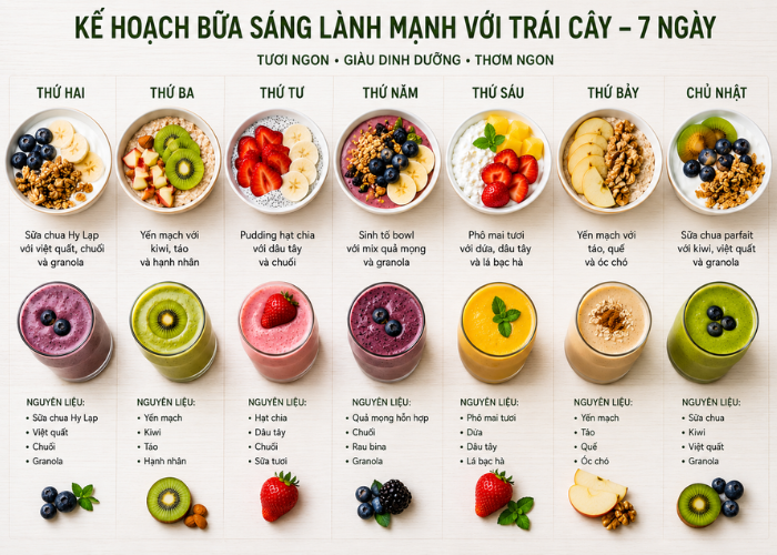Gợi ý thực đơn trái cây healthy 7 ngày đơn giản dễ áp dụng