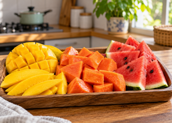 Xoài đu đủ và dưa hấu chứa tiền vitamin A
