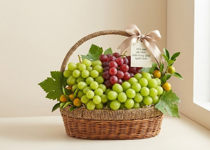 Giỏ Nho &ndash; M&oacute;n Qu&agrave; Tr&aacute;i C&acirc;y Tinh Tế, Ph&ugrave; Hợp Nhiều Dịp Biếu Tặng